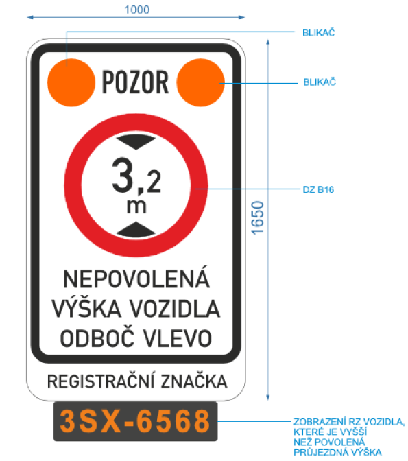 DZ Blikač výška vozidel do 32