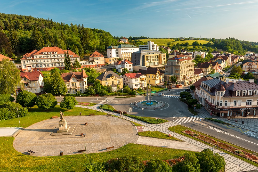 Aerial view of Spa Luhacovice, Zlin region, Moravia, Czech Republic